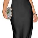 RIHOAS Midi Cocktail Dresses for Women Wedding Guest V Neck Ruffle Spring Summer A Line Formal Dress Flowy Party Gown Wedding (Black, M)