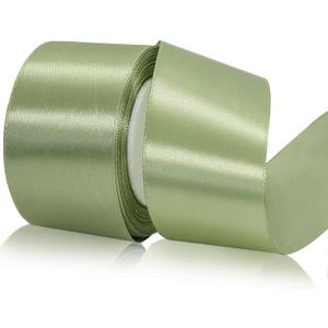 Sage Green Ribbon for Flower Bouquet Sash 2 inch x 25 Yards Dusty Sage Silk Ribbon for Mothers Day Gift Wrapping, Wedding Invitations, Ribbons for Crafts, Hair Bows Making