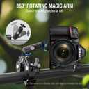 Super Clamp Camera Clamp Mount Monitor 360 Ballhead Magic Arm Double Ball Head Adapter with 1/4"-20 & 3/8"-16 Thread for Canon Nikon DSLR Camera