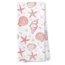 Giosve Pink Beach Kitchen Towels, Coastal Pink Seashell Beachy Hand Towels for Bathroom, Preppy Beach Decor Dish Tea Towels for Kitchen, Coastal Bathroom Decor, 16x24 Inch