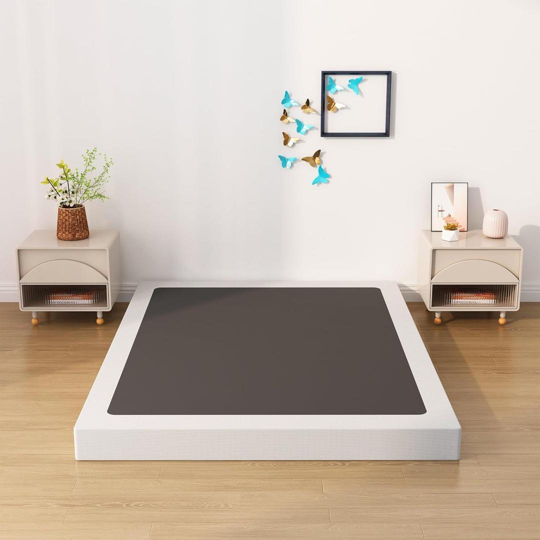 Upcanso Box Spring for Queen Bed Bed Base 4 inch, Low Profile Metal Queen Box Spring with Fabric Cover, 3000 Lbs Max Weight Capacity Mattress Foundation, Noise-Free, Easy Assembly