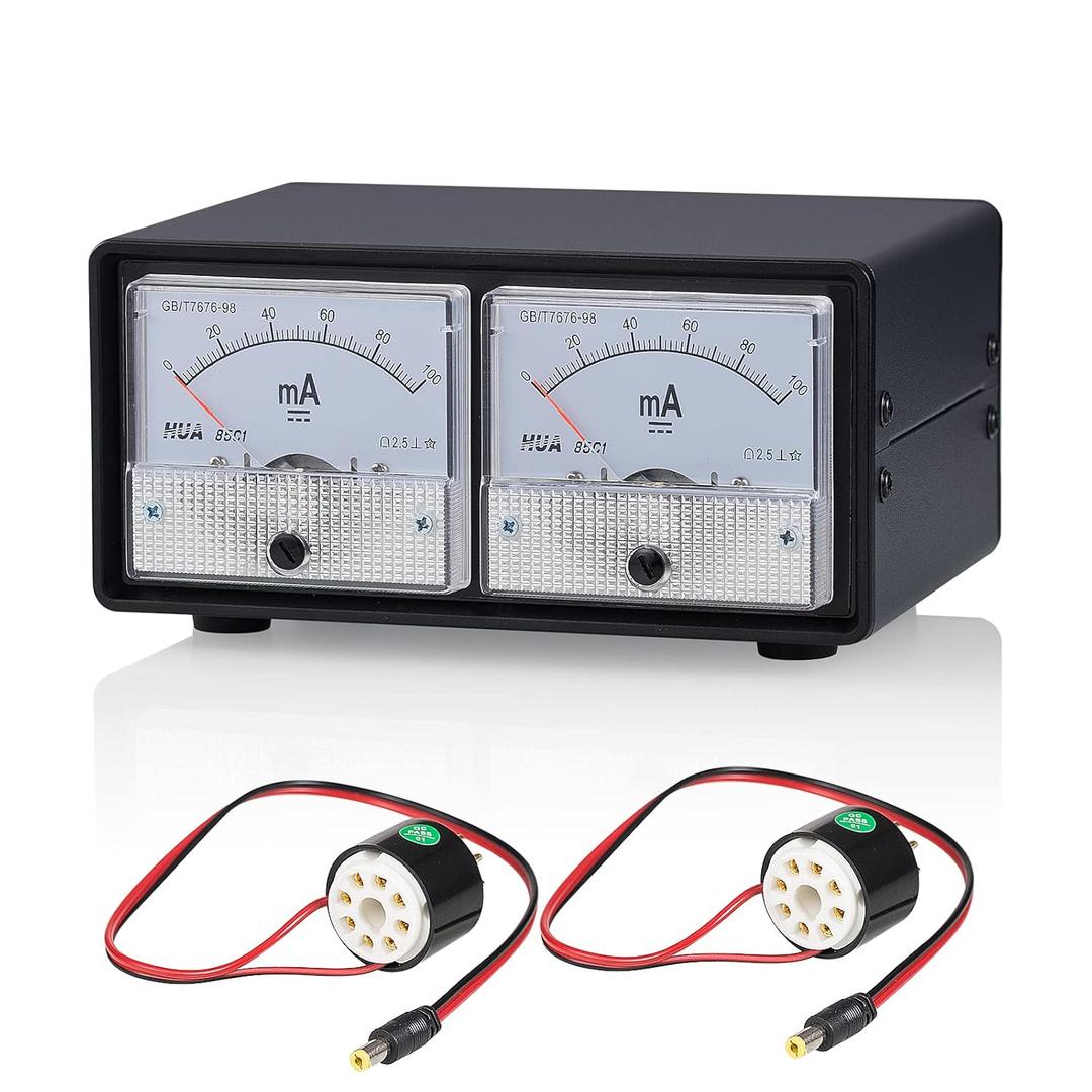 Nobsound 8-Pin Dual Bias Current Probes Tester Meter for EL34 KT88 6L6 6V6 6550 Vacuum Tube Amp Amplifier (2*Meter + 2*CT1-C, Cathode Current PRO Version)