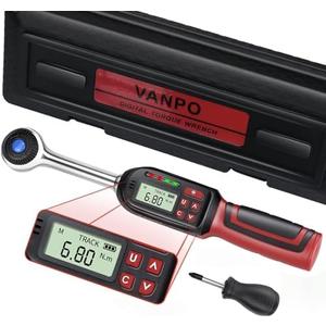 VANPO Digital Torque Wrench 3/8 Inch Drive 5-99.5 ft-lbs./6.8-135Nm, ±2% CW Torque Accuracy, Electronic Torque Wrench Set with Buzzer and LED Flash Notification for Bike Moto