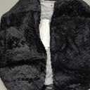 Asuprui Unstuffed Pouf Ottoman Round Poof Ottoman No Filler Soft Faux Fur Foot Stool 20x20x12 Inches Fuzzy Chair Floor Pouf Foot Rest with Storage for Living Room Bedroom Black