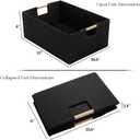 ZOOFOX Set of 2 Black Storage Baskets, Closet Storage Bins with Wooden Handles, Foldable Rectangular Storage Baskets for Shelves, Closets, Home, Office