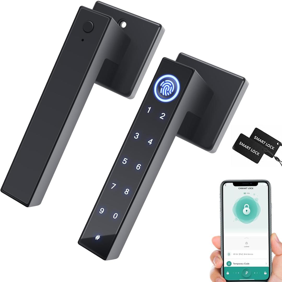 Fingerprint Door Lock,Smart Door Knobs,Keyless Entry Door Locks with Bluetooth APP,Digital Passcode Fingerprint Door Knob,Electronic Touchscreen Keypad Smart Door Lock for Home Office Apartment