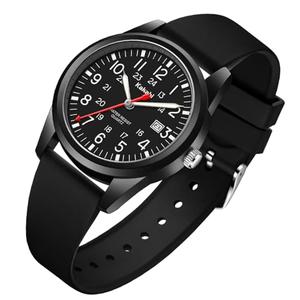 Kakabi Men's Easy to Read Watch, Unisex Military Sport Analog Quartz Casual Wristwatch with Comfortable Silicone Strap, 24 Hour Time, 30M Water Resistance