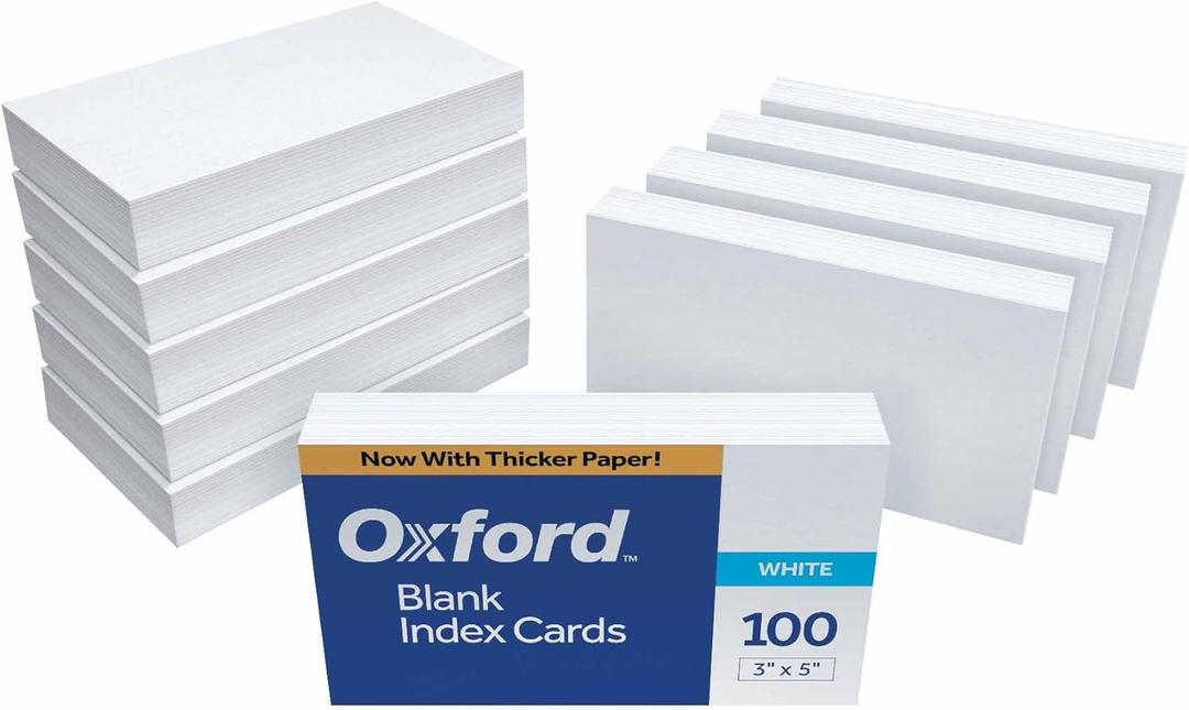 2 x Oxford 30 (1000 PK) Blank Index Cards, 3" x 5", White, 1,000 Cards (10 Packs of 100) (30)
