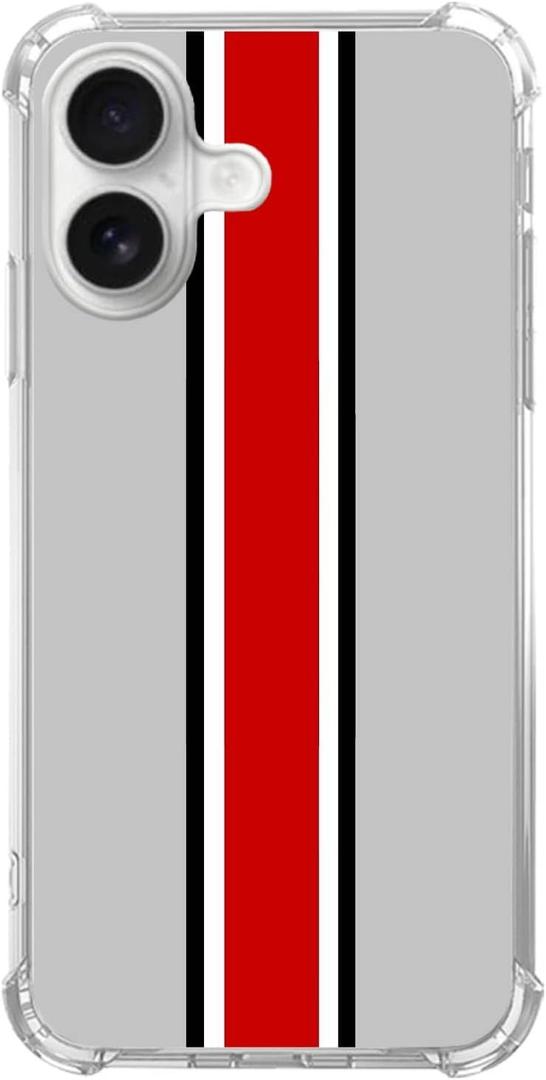 Ohio State Helmet Stripes Phone Case Compatible with iPhone 16 PlusOhio State Helmet Stripes Trendy Cool Teen Silicone Shockproof TPU Bumper Case for iPhone 16 Plus