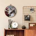 DILSJ Vintage Christmas Santa Reindeer Round Wall Art Decor, Winter Scene Canvas Wall Art Framed, Rustic Holiday Winter Christmas Hanging Decorations for Home Bedroom Living Room, 10x10 Inch