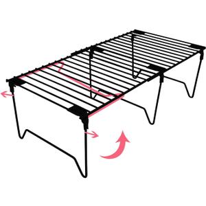 1/2-Piece Set freezer organizer,Stackable Cabinet Organizer Shelves,Foldable Pantry Shelf,Plate, Dish,Rustproof Metal Storage Organizer (1 PC, black)