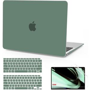 B BELK Compatible with MacBook Air 13 inch Case 2022 2021 2020 2019 2018 A2337 M1 A2179 A1932, Matte Plastic Hard Shell+Keyboard Cover+Screen Protector for MacBook Air 13.3 inch Case, Midnight Green