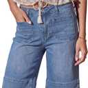 luvamia Bermuda Shorts for Women High Waisted Trendy Patch Pocket Casual Vintage Long Stretchy Denim Shorts Summer Jorts, L