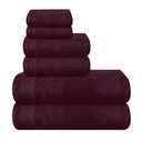 MALLONI HOME Ultra Soft 6 Pack Cotton Towel Set, Contains 2 Bath Towels 28x55 inch, 2 Hand Towels 16x24 inch & 2 Wash Coths 12x12 inch, Ideal Everyday use, Compact & Lightweight - Burgundy