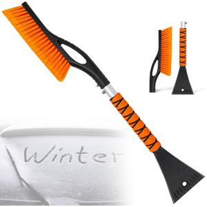 2025 New Snow Brush & Ice Scraper - Detachable Ice Scraper for Car Windshield with Ergonomic Foam Grip for Snow Removal, Aluminum Car Snow Scraper and Brush for Cars, Trucks, SUVs