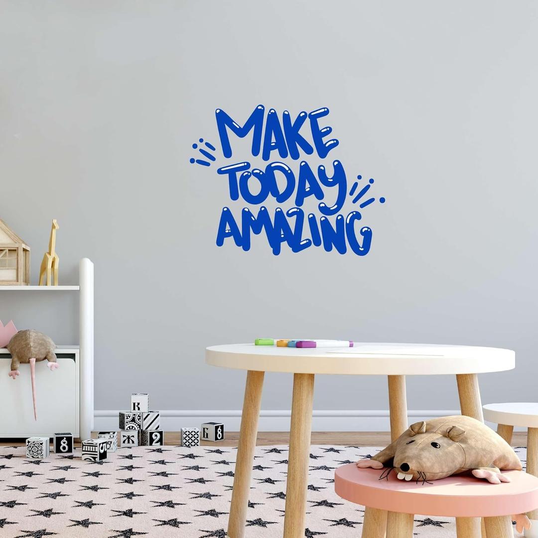 Design With Vinyl Home Wall Decals Make Today Amazing Cute Wall Art Sticker Make Today Amazing' Sticker - Bold Blue Text Design - Size: 30 in X 24 in (Multi)