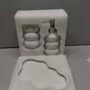3-Piece White Ceramic Bathroom Accessories Set with Tray, Lotion Dispenser, and Tumbler for a Luxurious Bath Experience