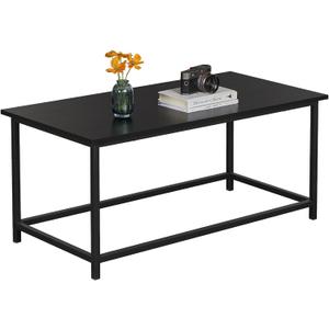 SAYGOER Black Coffee Table Simple Modern Rectangular Center Table Open Space Minimalist for Living Room Home Office Industrial Cocktail Tables, Easy Assembly, 39.37 x 19.69 x 17.72