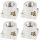 4 Pcs Porcelain Lamp Holder Socket E26/E27 Medium Keyless Threaded Socket with Two Hole Flanged Mounting 660W 250V Medium Base Lampholder Cleat Sockets for Indoor Garage Closet Lighting
