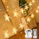 ANJAYLIA Star Lights 20 FT 40 LED Battery Operated String Lights with Remote for Bedroom Indoor & Outdoor, Party, Ramadan, Christmas and Wedding Decorations Warm White
