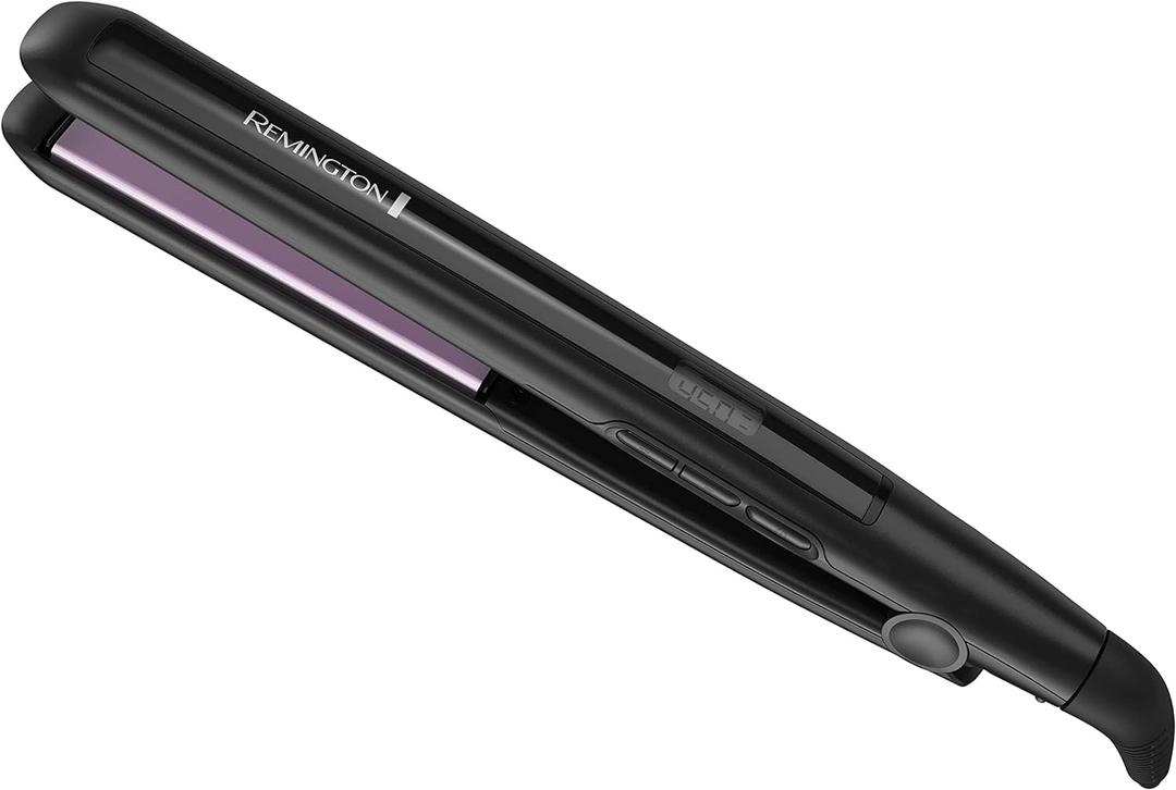 Remington 1" Flat Iron, Hair Straightener with Anti-Static Technology, Rapid 30-Second Heat-Up, 60-Minute Auto Shut-Off, 30% Longer Ceramic Floating Plates, and Titanium-Ceramic Coating (1 inch, Black)