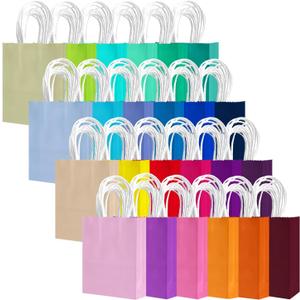 qiqee 24PCS Mini Gift Bag with Handles Bulk 4.5"x2.5"x6" Gift Bags 24 Colors Bags Multiple Uses