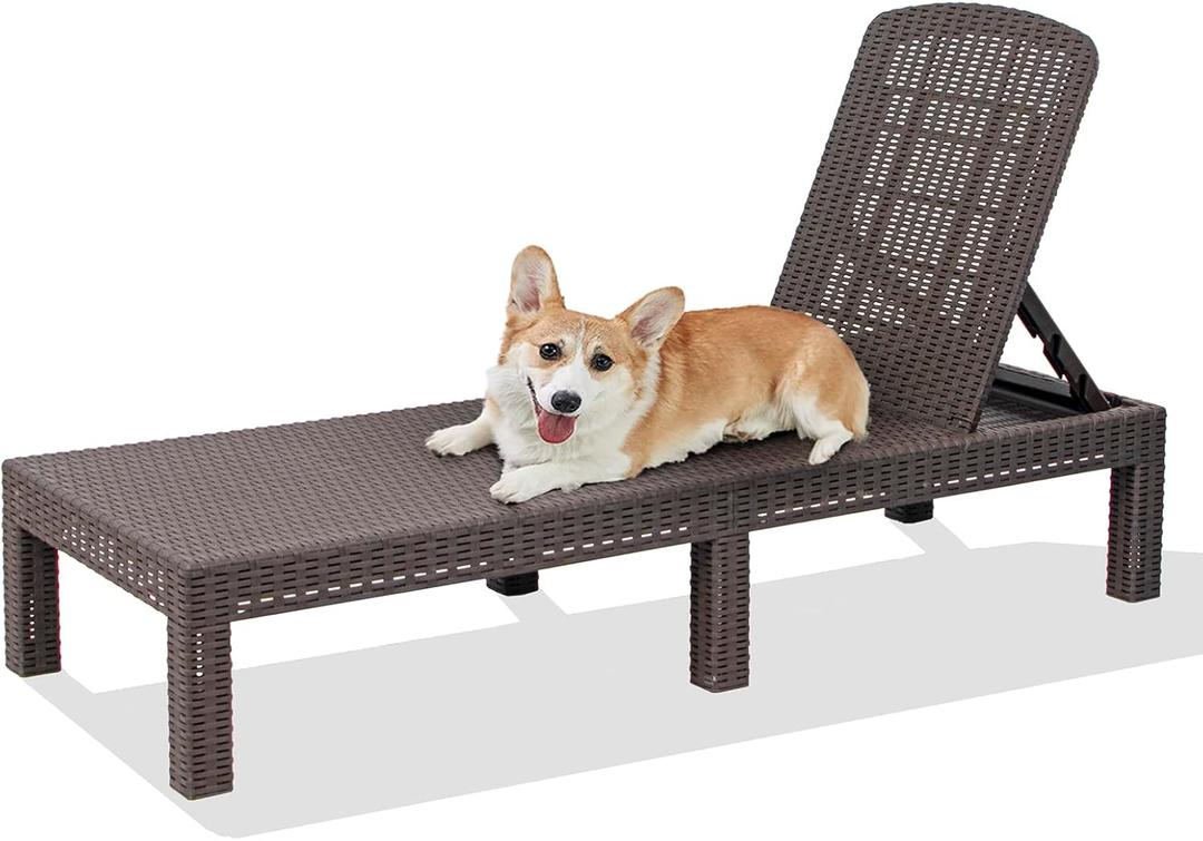 DIMAR GARDEN Outdoor Chaise Lounge,Resin Pool Lounge Chair Waterproof Recliner,Mocha, 
72.5"D x 23.5"W x 11.5"H
