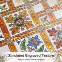 Coavas Stained Glass Window Film Decorative Privacy Cling for Home Bathroom & Front Door, 3D Floral Design, UV Blocking, Heat Control, Non-Adhesive, Reusable, Yellow, 23.6" x 35.4"