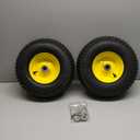 AR-PRO (2 Pack) 13 x 5.00-6" Tire and Wheel, Universal Tubeless Lawn Mower Tires with Rim, 3" Centered Hub and 3/4" Bushings - Fit for Most Riding Mower, Garden Lawn Tractor (Yellow Rims)