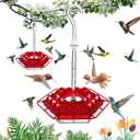 Ant & Bee-Proof Hummingbird Feeder with 30 Feeding Ports - 11oz Easy-Clean Outdoor Hanging Feeder, Includes Perch & Cleaning Brush for Window and Backyard Decoration (1, Red)