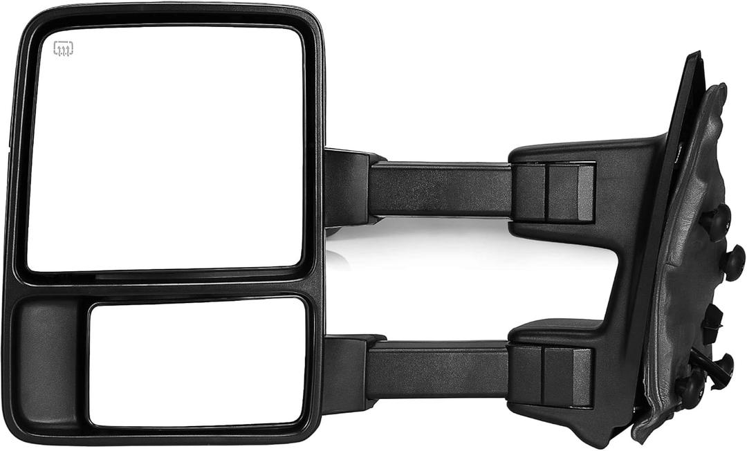 YITAMOTOR Towing Mirror Compatible with 2008-2016 Ford F250 F350 F450 F550 Super Duty, Left Driver Side Mirror Power Heated, Telescoping, Turn Signal Light, Black (Amber)