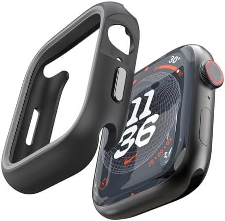 SIEANE for Apple Watch Series 10(46mm)/iWatch iwatch Cover Series 10 Case - Shockproof Rugged Protective Case with Anti-Drop Colored Hollow Design - (Matte Black, 46mm), 2 Pack