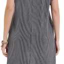 Womens Casual T Shirt Dress Summer Fall Crewneck Loose Fit Side Split Knee Length Dress Ribbed Pattern with Pockets (Gray, S)