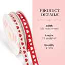 VATIN Valentines Day Ribbon,2 Rolls Heart Satin Ribbon Use for Valentines Day Craft,Gift Wrapping,Home Decor,3/8 Inches Total 30 Yards,Red/Pink/Cream