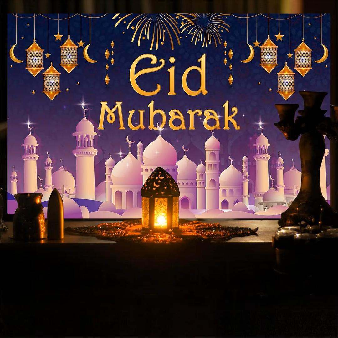 Eid Mubarak Decorations - 71x44 In Eid Mubarak Banner Backdrop Eid Mubarak Sign Party Favors Eid Decorations For Eid Al-Fitr Eid Al-Adha Home Party Outdoor Window Wall
