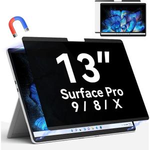 Magnetic Privacy Filter Compatible with Microsoft Surface Pro 10 (2024) / Pro 9 (2022) / Pro 8 (2021) / Pro X (2021, 2019), 13 Inch Removable Anti Spy Glare Blue Light Privacy Screen