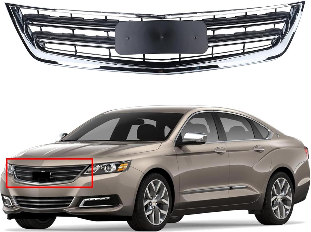 Front Bumper Grille Compatible with 2014-2020 Impala LT, Premier, LS, LTZ, Eco,Chrome Upper Grille