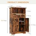 Floor Cabinet, Farmhouse Storage Cabinet with Barn Doors and Drawer, Freestanding Adjustable Shelf Organizer for Bathroom, Kitchen, Living Room Rustic Brown, 39.4"H x 23.6"W x 11.8"D