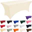 10-Pack 6ft Spandex Table Covers for Rectangle Standard Folding Tables - Wrinkle Resistant Stretch Tablecloths - Ultimate Fitted Table Protector for Parties, Banquet, Wedding