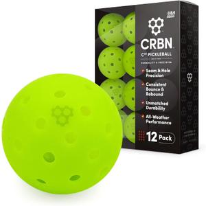 CRBN Pickleball - C40 Balls 6, 12, 100 Pack - Outdoor Pickleball Balls - Built for Durability & Precision - Roto-Molded 1-Piece Design (Neon Green)