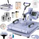 Slendor 8 in 1 Heat Press Machine 15x15 inch 360-Degree Swing Away Digital T Shirt Pressing Machine Multifunction Heat Transfer Sublimation Combo for T Shirts Mugs Hat Plate Cap, Lavender
