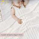2 x Luxury 3D Jacquard Baby Blanket, Flannel Fleece Nursery Blanket with Grid Pattern, 30 x 40 Inch Soft Throw for Infants & Toddlers (Ivory Cream)