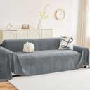 hyha Couch Cover for Dogs, Boho Sofa Covers for 3 Cushion Couch Washable, Chenille Sofa Slipcover for Pets, Soft Loveseat Sectional Couch Throw Blankets with Tassels (Grey, 71x150 Inch)