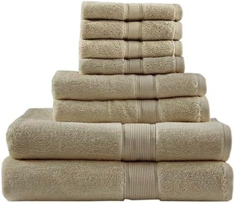 Madison Park 800GSM Bathroom Towel Set of 8 100% Cotton Bath Towel Set for Bathroom Luxurious Highly Absorbent 2 Bath Towels 2 Hand Towels 4 Washcloths Quick Dry Spa Quality Beige
