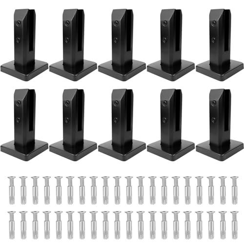 Marine Grade SS2205 Glass Pool Fence Spigot, Matte Black Railing Clamp Bracket for Deck Balcony Glass Railing Balustrade Handrail, by LukLoy (SS2205 (GW=3.52lb, NW=2.75lb), Pack of 4)