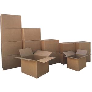 Amazon Basics Moving Boxes Kit, Small and Medium Cardboard Box Combo, 15 Pack, Assorted, Brown