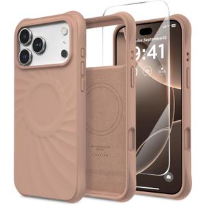 for iPhone 17 Pro Case, Compatible with MagSafe, Screen Protector +[Integrated Silicone Camera Control Button], Shockproof Protective Magnetic Case for iPhone 17 Pro 6.3", Light Brown