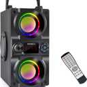 Bluetooth Speaker, 40W (60W Peak) Portable Wireless Speaker with Colorful Lights, Double Subwoofer Heavy Bass, FM Radio, MP3 Player, Bluetooth 5.0, Loud Stereo speakers for Home Outdoor Party Camping