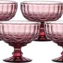 VanEnjoy Purple Vintage Pressed Pattern Glass Ice Cream Cups/Dessert Bowls - Set of 4,12 Oz