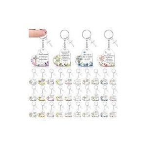 Sureio Christian Keychain Gift Bulk Religious Cross Bible Verse Acrylic Keychain Back To School Gift for Students VBS Church, 10